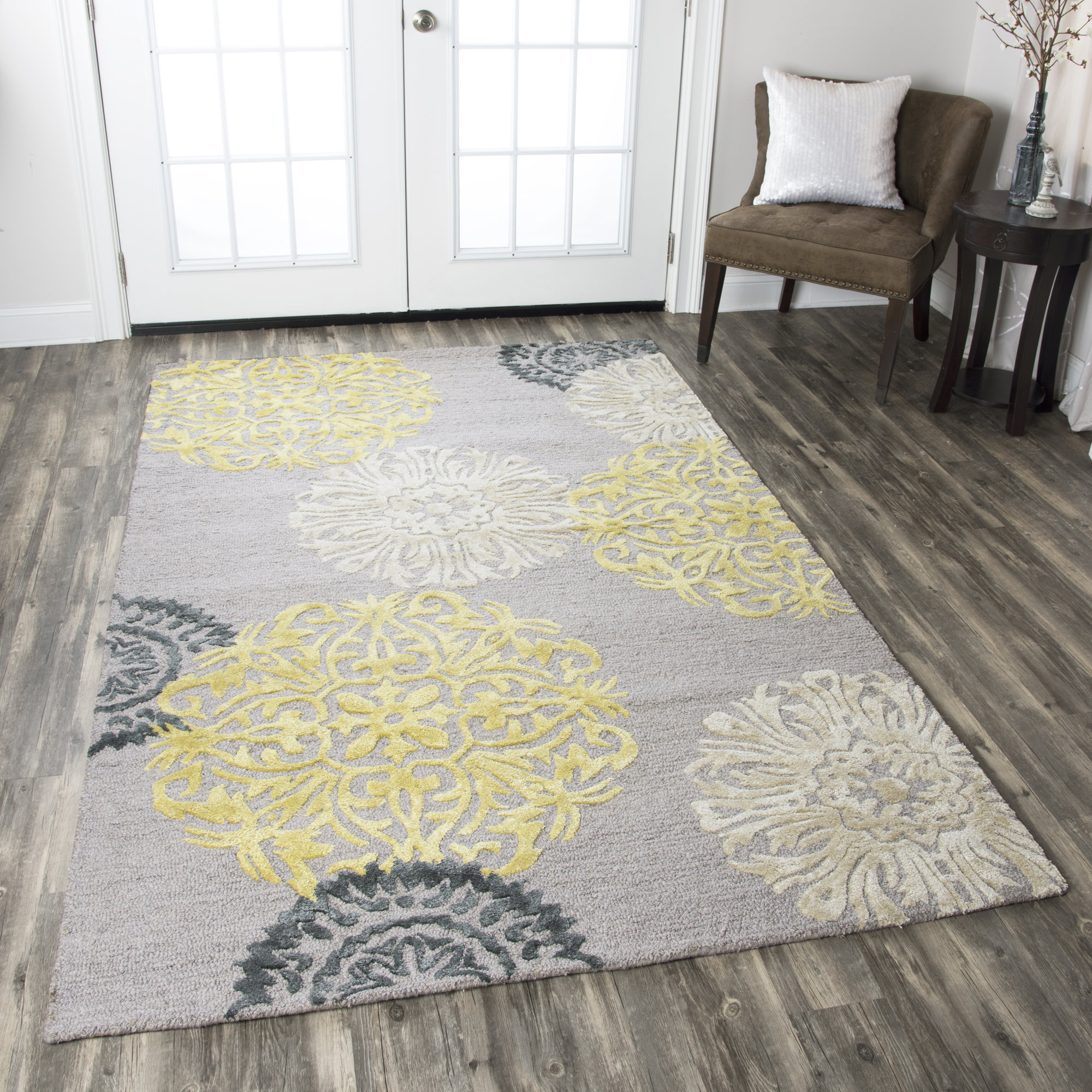 Meridian Rugmakers Constanta HandTufted Gray/Yellow Area Rug & Reviews